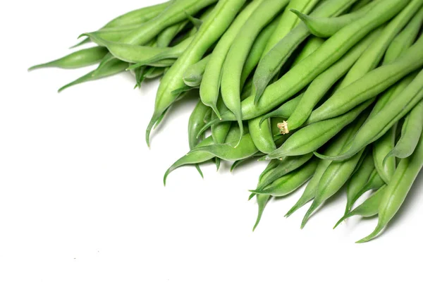 Haricots Verts Isolés Sur Fond Blanc Espace Copie — Photo