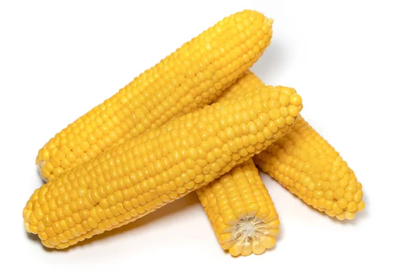 Варёные Кукурузные Початки Белом Фоне — стоковое фото