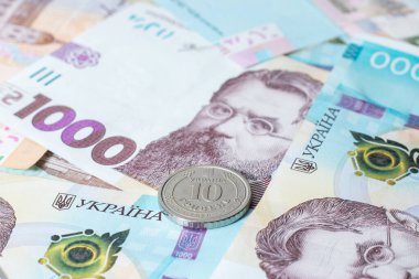 Yeni para ve paralar Ukrayna Hryvnia 'sı.