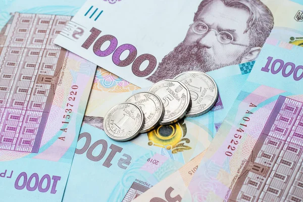 Nové Bankovky Mince Ukrajinská Hryvnia — Stock fotografie