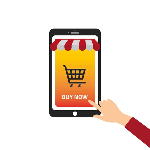Alışveriş Online cep telefonu vektör. Şimdi satın al. EPS 10 vektör