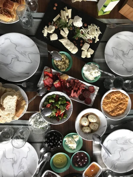 Turkish Rural Breakfast Wooden Table — Stock Photo, Image