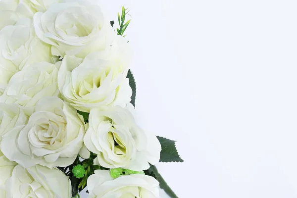 Weiße Blüten Grenzen Leeren Raum — Stockfoto