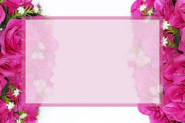 pink and white flowers border with empty space