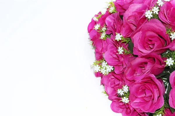 Bordure Fleurs Roses Blanches Avec Espace Vide — Photo