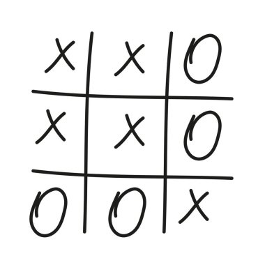 Bir kene raptiye toe oyunu, vektör illüstrasyon çizim. Tick Tack Toe oyunu