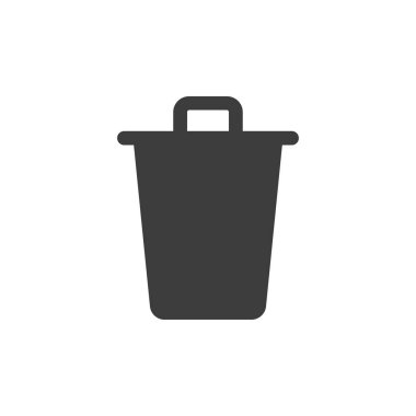 çöp sepeti katı simge vektör tasarımı