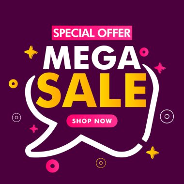 Mega Satış Bayrağı. Bu özel teklif, büyük satış. Vektör illüstrasyonu.