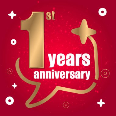 1. yıl dönümü kutlaması, kutlama için vektör tasarımı, davetiye kartları ve tebrik kartları