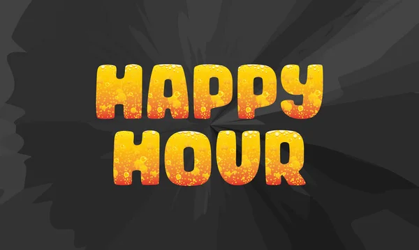 Happy Hour Vector Badge Illustration Dark Background — Stock Vector