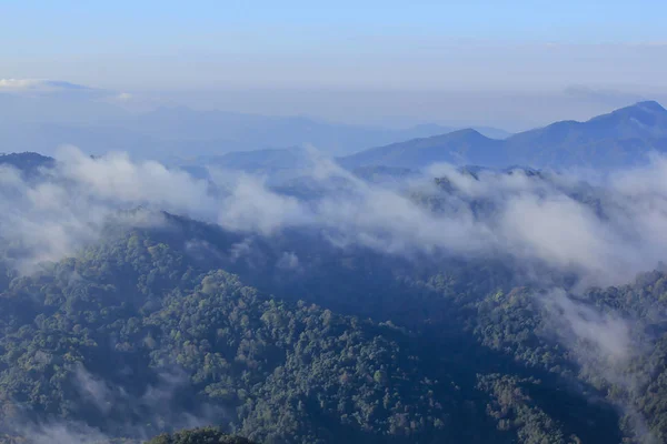 Brume Matin Avec Vue Sur Montagne — Photo