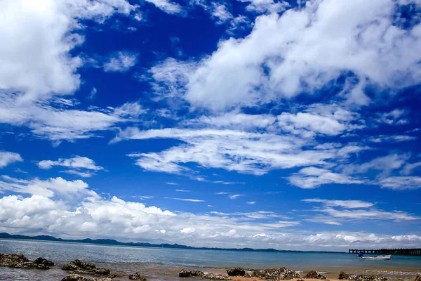 Mountains Sea Clouds Blue Sky — Stock Photo, Image