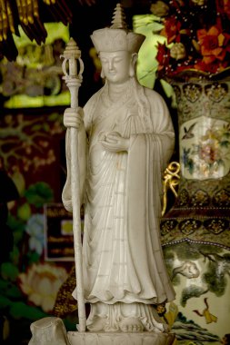 Çin rahip Beyaz Mermer oyma. Benzersiz bir Çinli olduğunu.