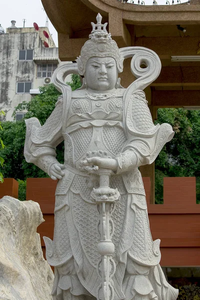 Китайские Боги Вырезанные Белого Мрамора — стоковое фото