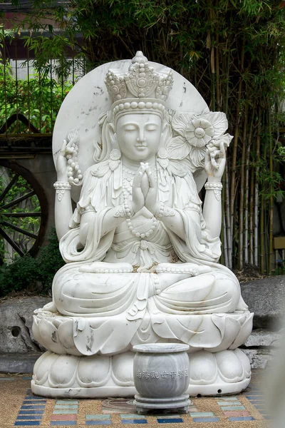 Chinese Gods Carved White Marble — Stock Photo, Image