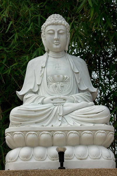 Buddha Faragott Fehér Márvány — Stock Fotó