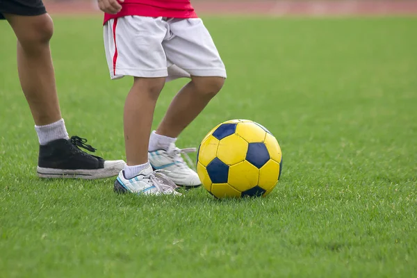 Legs Kids Kicking Football — Stock Photo, Image