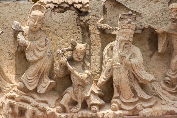 Čínští Bohové Vytesané Čínských Kamenů Thajských Chrámech — Stock fotografie