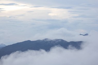 Yağmurdan sonra sis dağların üzerinde hareket etti..