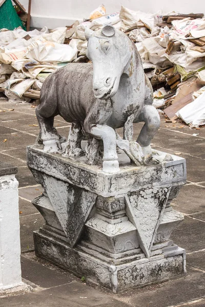 Каменная Лошадь Вырезанная Платформе Китайском Стиле — стоковое фото