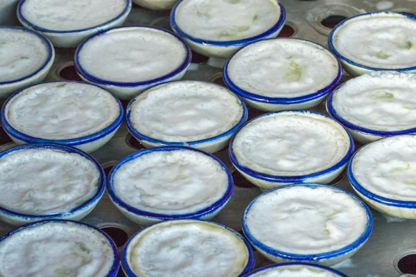 Kanom Tuay Tajski Gotowane Parze Mleko Kokosowe Custard — Zdjęcie stockowe
