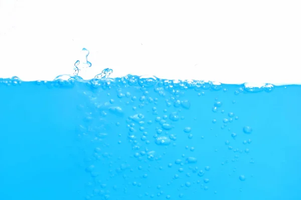 Wasserspritzer Aqua Fließt Wellen Und Blasen Auf Weißem Hintergrund — Stockfoto