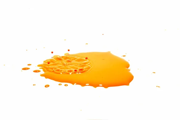 Oranje Waterdruppels Spatten Een Witte Achtergrond — Stockfoto