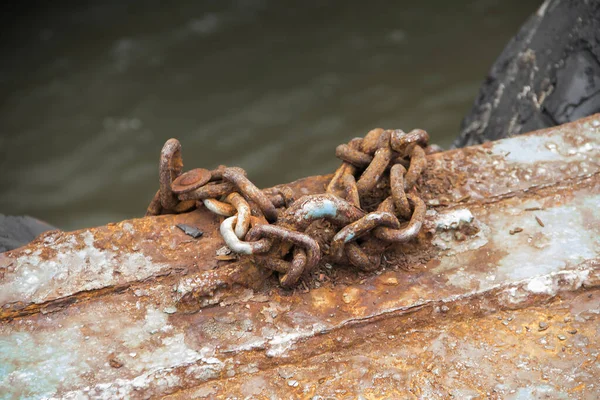 Cadena Hierro Vieja Rústica Cadena Hierro Vieja Usada Para Colgar — Foto de Stock