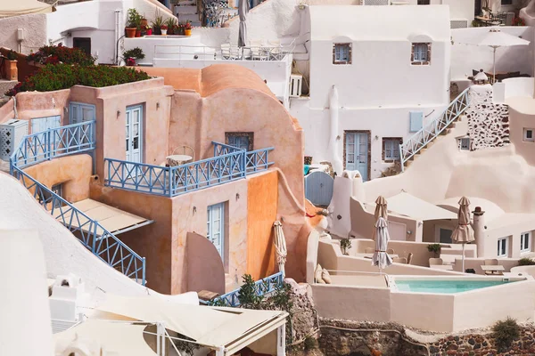 Arquitetura Tradicional Ilha Detalhes Arquitetônicos Aldeia Oia Ilha Santorini Grécia — Fotografia de Stock