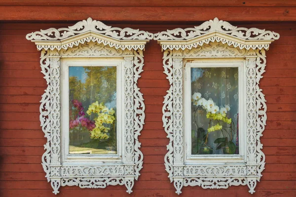 Carved Windows of an old Russian house