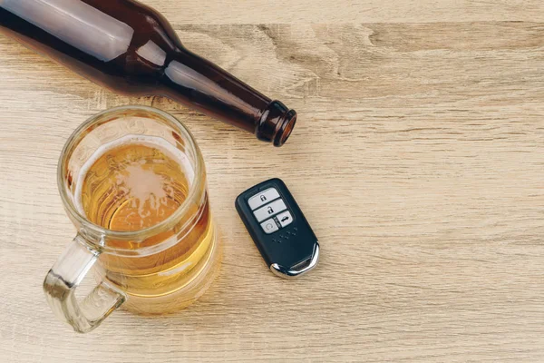 Non Bere Guidare Concetto Primo Piano Una Tazza Birra Una — Foto Stock