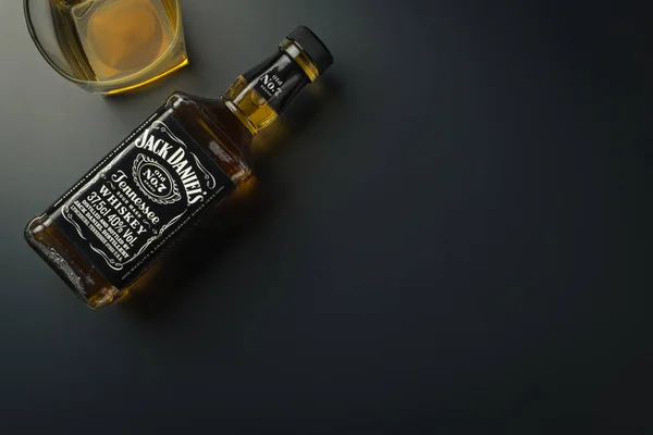 Bangkok Thailand Setembro 2018 Jack Daniel Tennessee Whiskey Bottle Glass — Fotografia de Stock