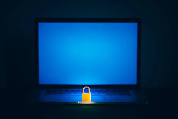 Блокування Символ Конфіденційності Загального Регулювання Захисту Даних Ноутбуці — стокове фото