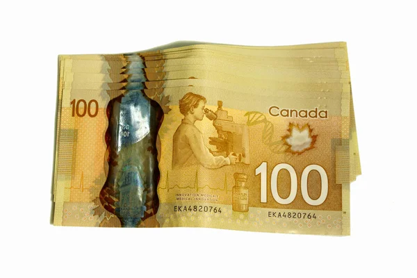 Montreal Quebec Canada Dec 16Th 2018 Canadian Money Spread White — Stock Photo, Image