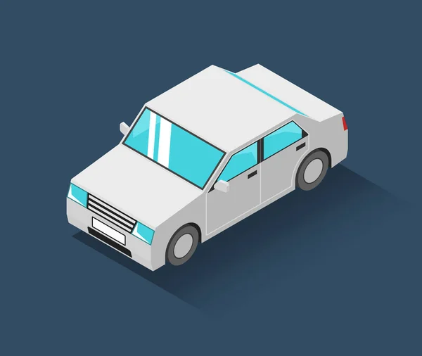 Λευκό Αυτοκίνητο Ισομετρική Εικονίδιο Εικονογράφηση Διάνυσμα — Διανυσματικό Αρχείο