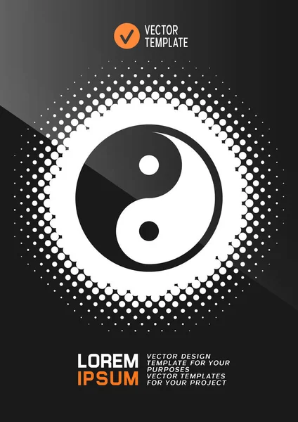 Folheto Design Banner Web Com Símbolo Yin Yang Ilustração Vetorial —  Vetores de Stock