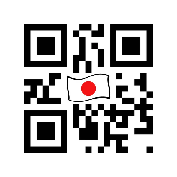 Смартфон Читаемый Код Иконкой Японского Флага Векторная Иллюстрация — стоковый вектор
