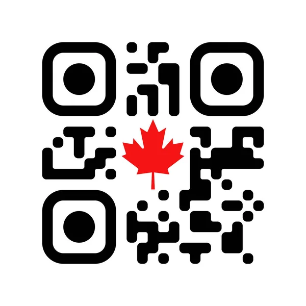 Smartphone Läsbar Koden Med Kanadensiska Maple Leaf Ikon Vektorillustration — Stock vektor