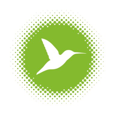 Sinek kuşu kutsal kişilerin resmi üstünde yarım ton yuvarlak şekli. Vektör çizim