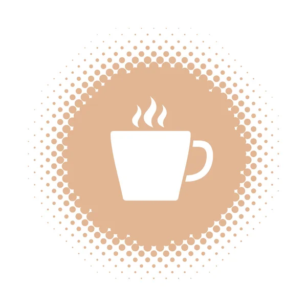 Icono Taza Café Forma Redonda Medio Tono Ilustración Vectorial — Vector de stock