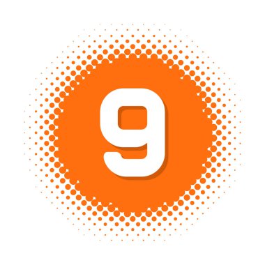 Noktalı resim üzerinde dokuz numara yuvarlak şekli. Vektör çizim