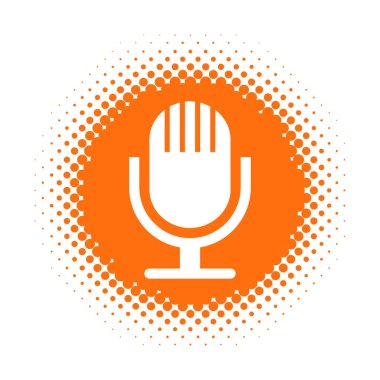 Yarı ton yuvarlak şekil üzerinde mikrofon simgesi