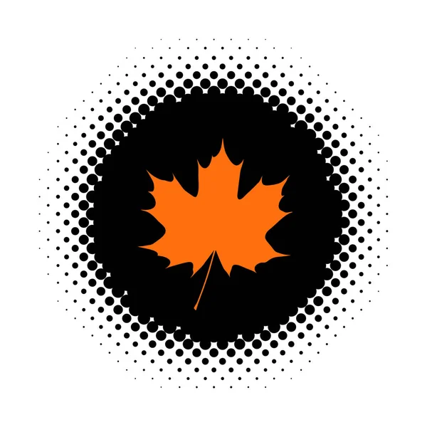 Maple Leaf ikon på halvton rund form — Stock vektor