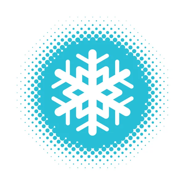 Snowflake icon on halftone round shape — Stock Vector