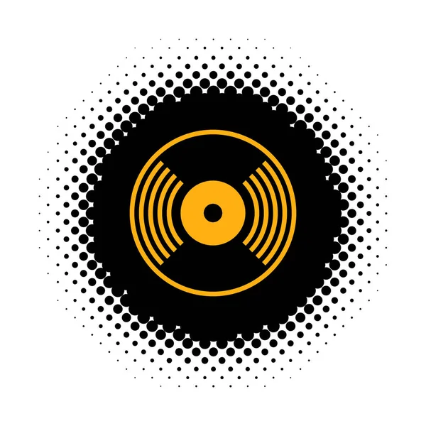Vinyl disc icon on halftone round shape — Stock Vector