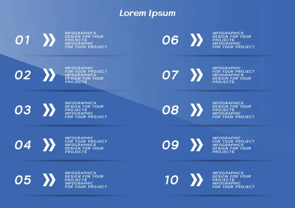 Projeto de banner de tabela ou web infográfico com etapas numeradas —  Vetores de Stock