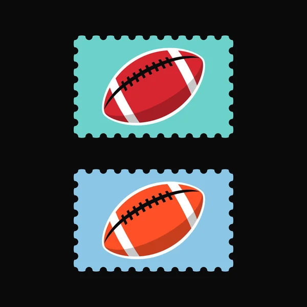 Timbres-poste vectoriels avec icône du football américain — Image vectorielle