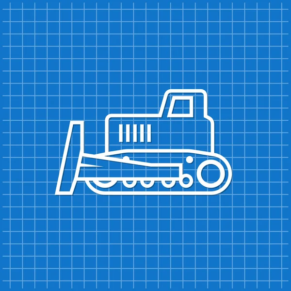 Bandeira Azul Com Ícone Bulldozer Ilustração Vetorial — Vetor de Stock