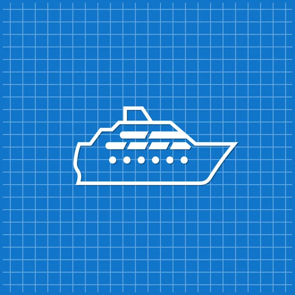 船のアイコンと青のバナー ベクターイラスト — ストックベクタ