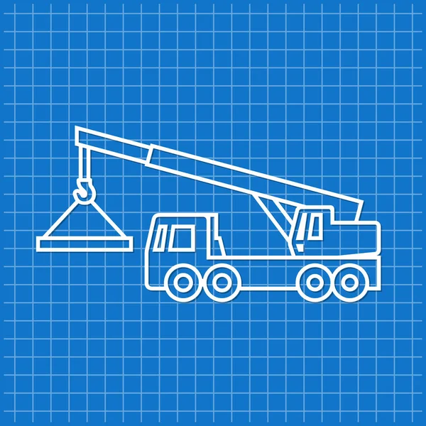 Μπλε Σημαία Εικονίδιο Γερανού Φορτηγού Εικονογράφηση Διανύσματος — Διανυσματικό Αρχείο